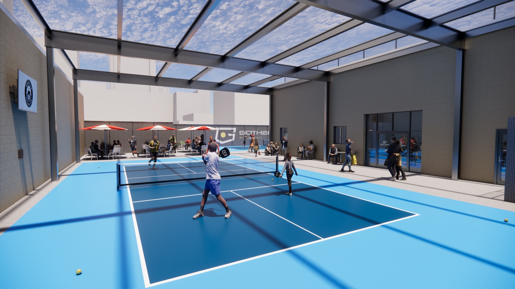 Outdoor courts at Gotham Pickleball Hunters Point
